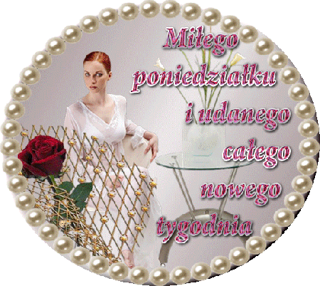 Kobieta w kole ozdobionym perłami poniedziałek